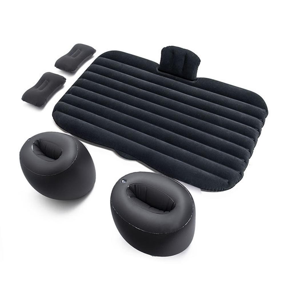 Car Inflatable Bed SUV Car Mattress Rear Row Car Travel Sleeping Pad Off-road Air Bed Camping Mat Air Mattress&Two Air Pillows: Black