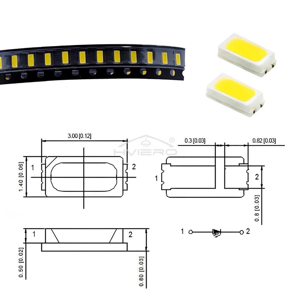 100/200X Chips LED SMD SMT blancos 3014 Cuentas de luz rojas, verdes, azules y amarillas Lámpara de 10-12LM 6000-6500K 1,8 ~ 3,4 V 20MA Diodo emisor Led