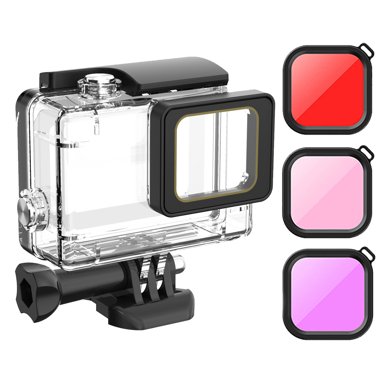 HONGDAK for GoPro 7 5 6 Black Waterproof Case Underwater Diving Protective Housing Mount for Go Pro Action Camera Accessories: black color