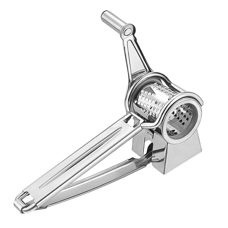 1Pc Cheese Grater Peeler Slicer Stainless Steel Grater Cheese Garlic Hand Crank Grater (Silver): Default Title