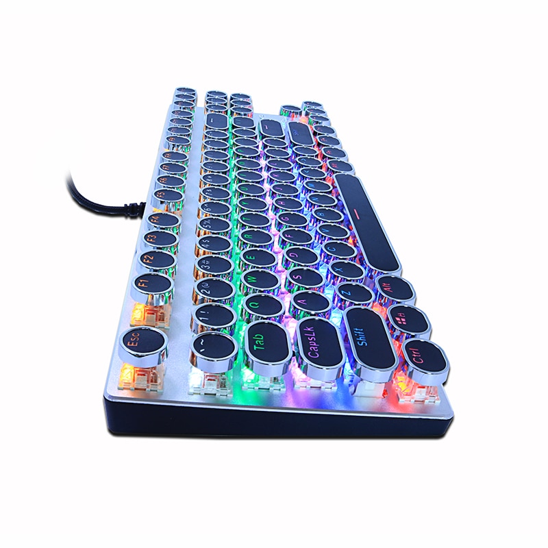 METOO-ZERO Round Keycap Gaming Mechanical Keyboard Blue Black Red Switch Anti-Ghosting USB Wired LED Backlight Keyboard for PC