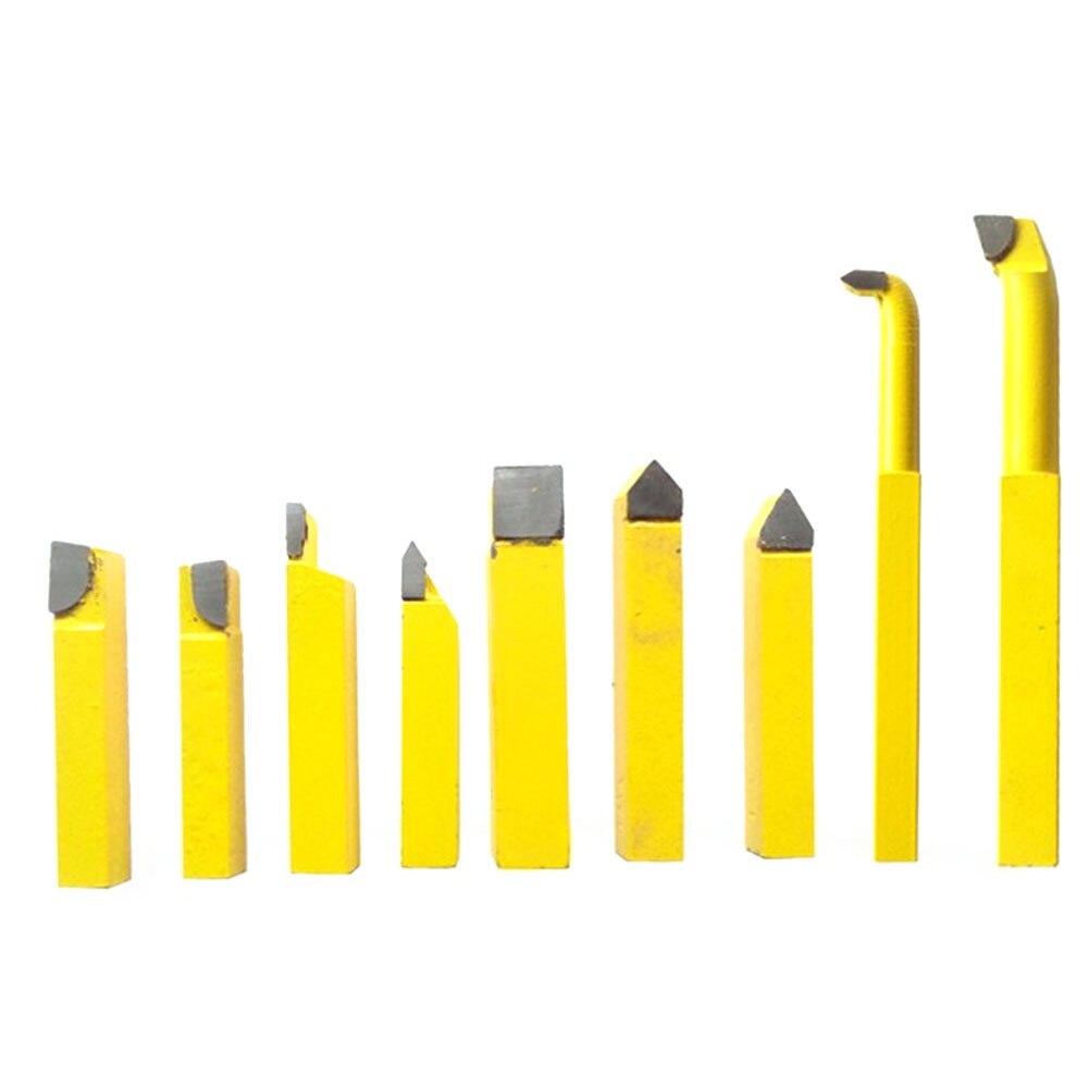 9pcs Alloy Carbide Brazed Tipped Lathe Tools Set 8*8mm Shank Turning Milling Tool Welding Cutter Bit For Metal