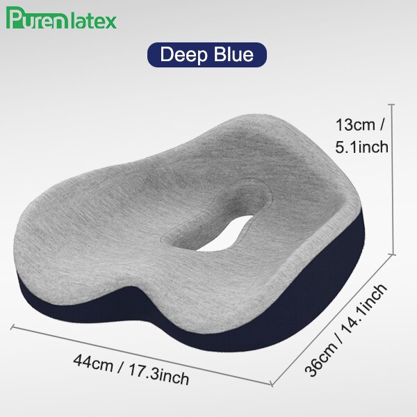 Purenlatex Chair Cushion Set Memory Foam Seat Cushion Lumbar Support Orthopedic Pillow Protect Coccyx Relieve Back Pain Car Seat