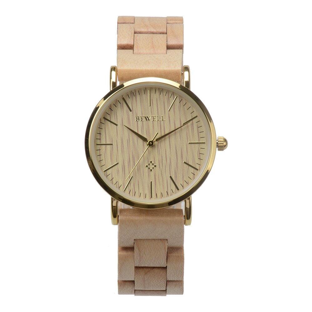 Bewell Luxury Brand Wooden Watches for Women Simple Ladies Dress Watches Quartz Wristwatches Waterproof relogio feminino Clock