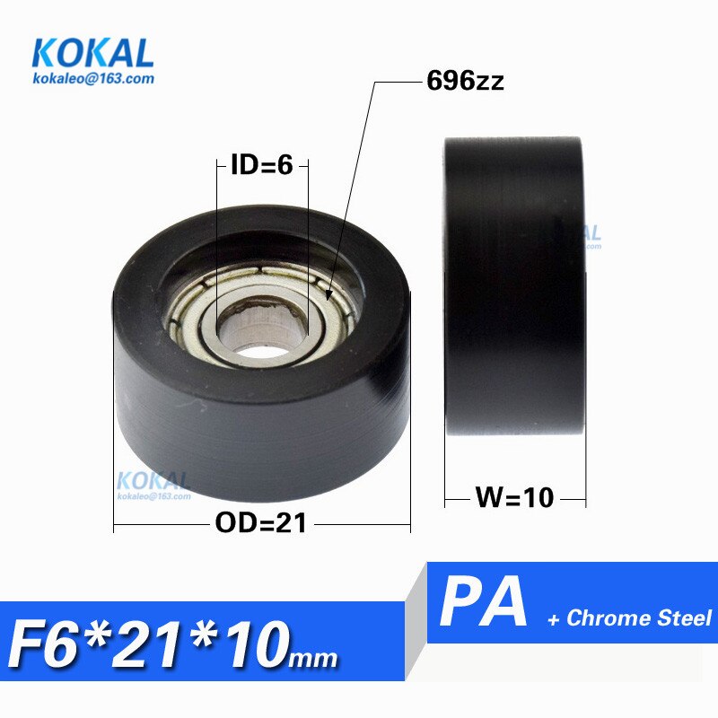 Freies 10Stck geräuscharm kugellager Rolle Rad Wohnung typ kunststoff Lagerbier Rolle 17/18 /21/22/24/25/28MM: Ich würde6  OD21  W10