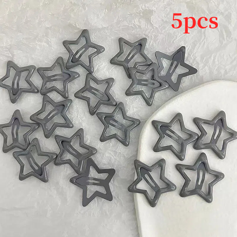 Pinces à cheveux arc-en-ciel mignonnes pour filles, fleur de dessin animé, épingle à cheveux étoile, pince à frange latérale, beaux accessoires pour cheveux, , 5 pièces: Rouge