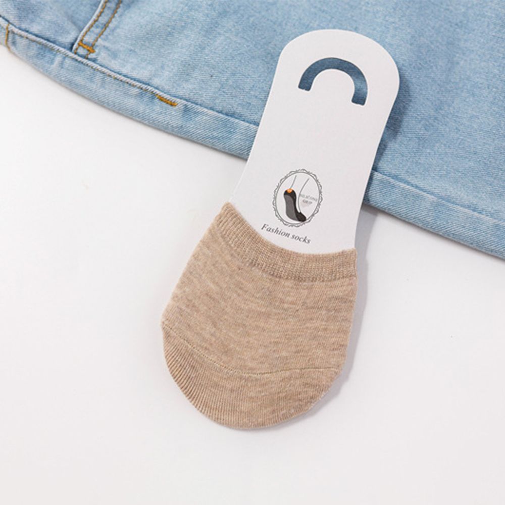 Woman Summer Forefoot Socks Thin Cotton Sweat Socks Non-slip Slippers High Heels Invisible Breathable Half Foot Socks: khaki