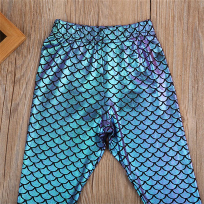 Mærke kid baby piger bukser småbørn havfrue fiske-skala leggings bukser stretchy blyant bukser
