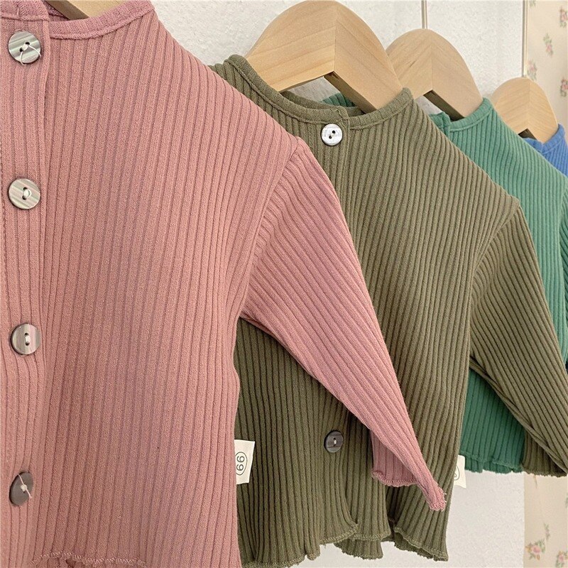 Efterårs strikket cardigan til drenge og piger baby knap sweater baby baby strik frakke