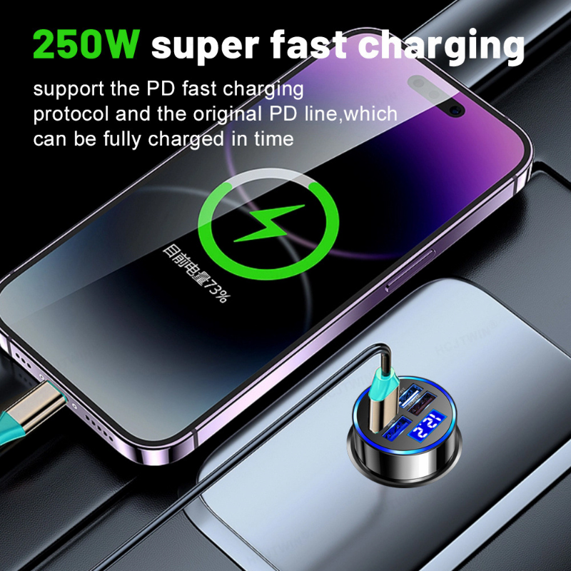 5 Häfen USB Autoladung 250 W Schnell 7A Mini Schnellladung für iPhone 11 Xiaomi Huawei praktisch Ladegerät Adapter Ich bin Auto