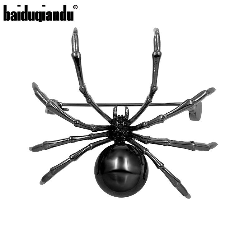 baiduqiandu Brand Gun Black Color Plated Copper Spider Brooch with Cubic Zirconia Crystal Diamante