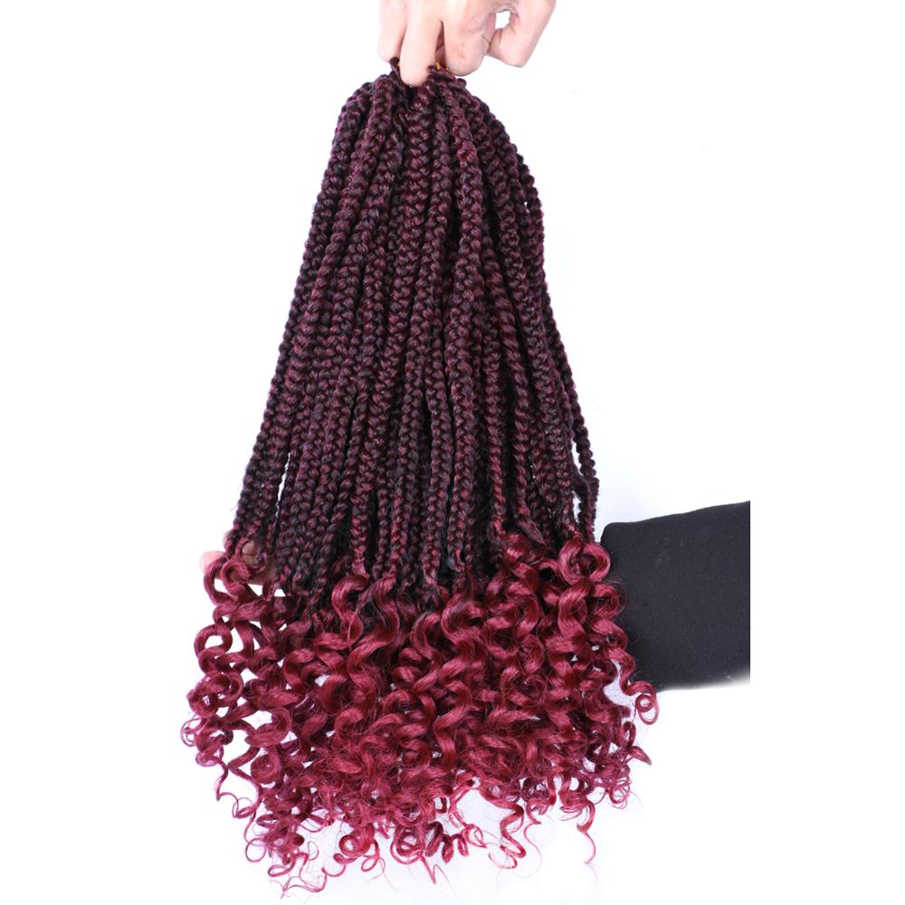 WEILAI Box Braids Crochet Hair Curly Ends 18inches 30 Roots/pieces Goddess Box Braids Hair Extensions Soft Fiber Braiding: 5 / 1Pcs/Lot