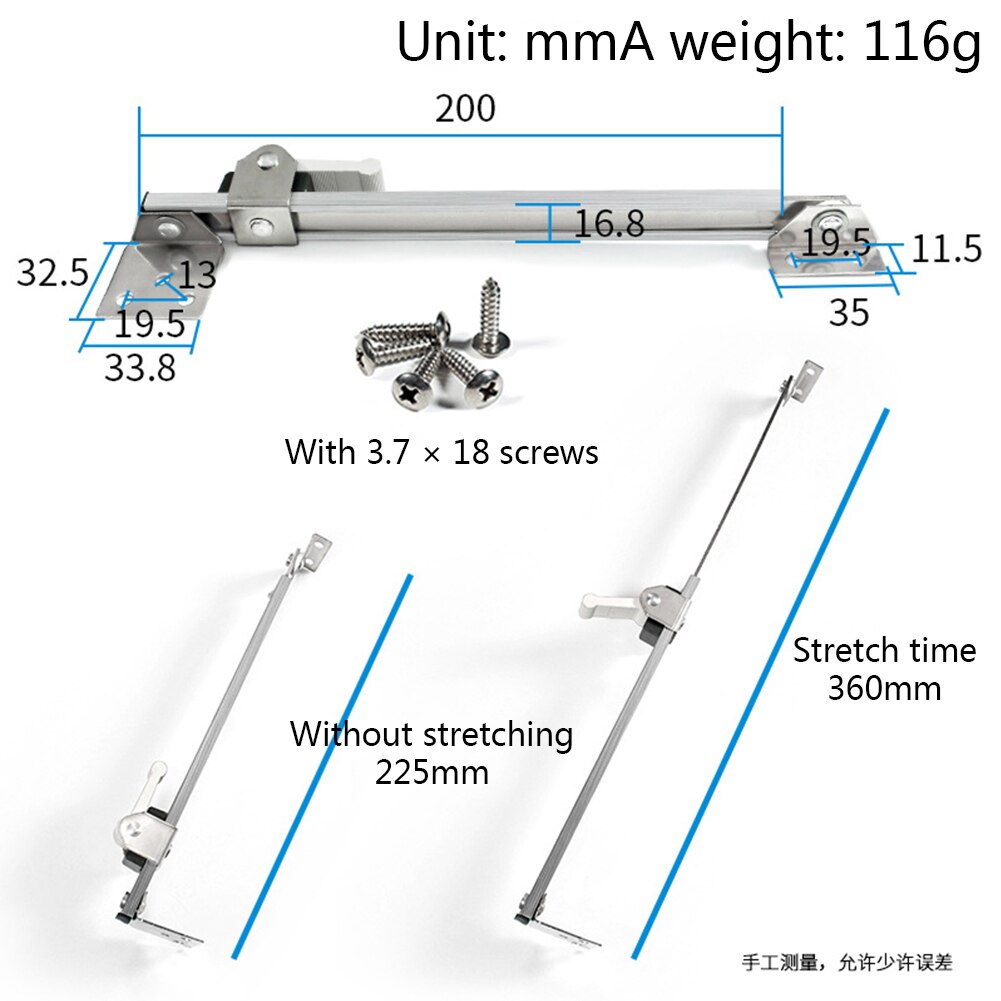 Wind Brace Home Hardware Stainless Steel Gusset Fixed Restrictor Angle Controller Security Heavy Duty Telescopic Window Support