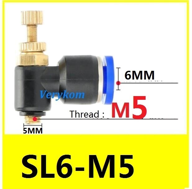10pcs/lot SL6-M5/M6/M8 SL4-M3 SL8-M5 PSL6-M5 SL4-M5 Pneumatic Cylinder Throttle Valve Air Speed Controller Flow Adjuster PSL4M5A: SL6-M5A