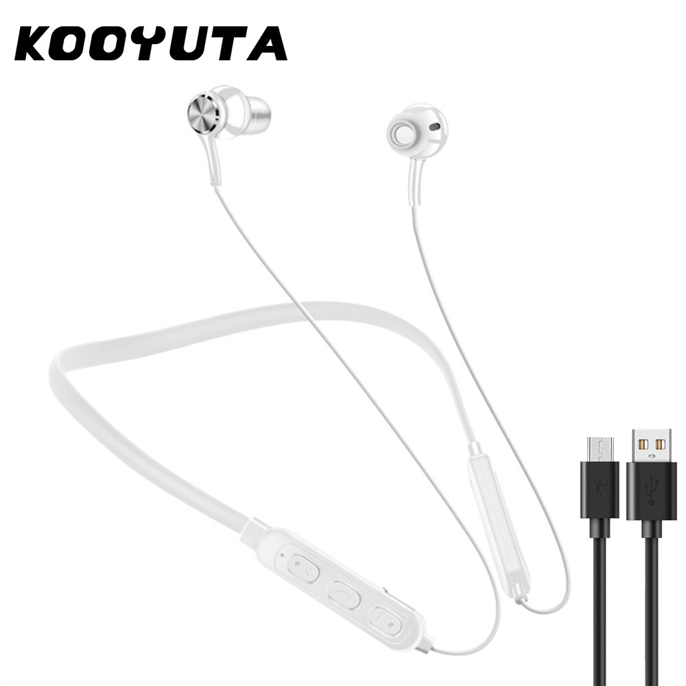 Neue Drahtlose Bluetooth Kopfhörer Magnetische Saug HiFi Klang Stereo Headset Wasserdichte Drahtlose Sport Ohrhörer mit HD Mic: Weiß