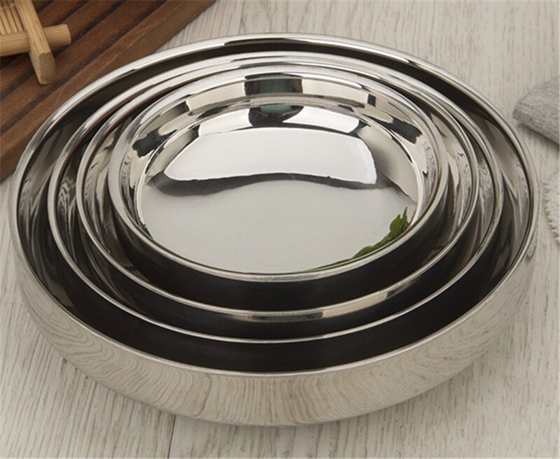 Roestvrij Staal Kruiden Ronde Schotel Side Plaat Ronde Zilveren Saus Rijst Container Keuken Picknick Diverse Salade Saus Lade Kom
