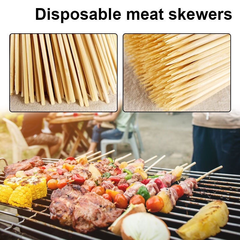 500/1000Pcs Natuurlijke Bbq Bamboe Stokjes Houten Spiesjes Voor Diverse Vruchten Kebab Grill Zeer Hernieuwbare Natuurlijke Resource P7Ding