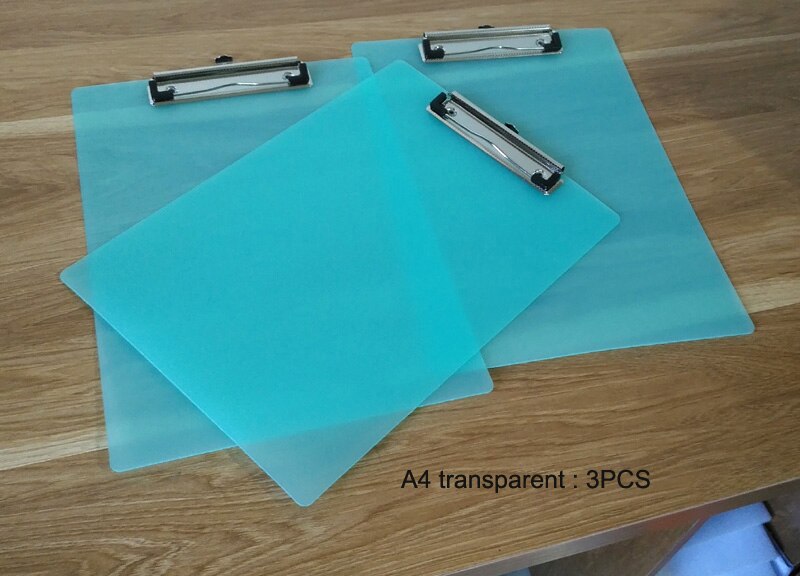 Office &amp; School supplies A4 A5 PVC plastic memo pad writing pad clipboard menu filing folder document cover organizer 2 to 5PCS: A4 transparent 3 PCS