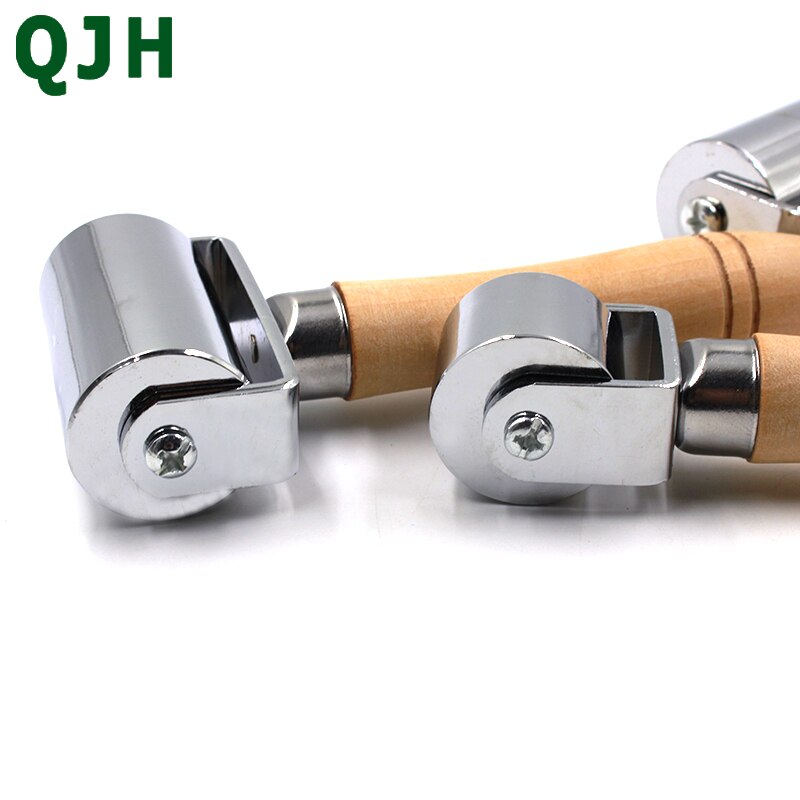 Qjh Rvs Platte Druk Roller Lederen Plooihouder Apparaat Hand Push Roller Hand Diy Lederen Gereedschap