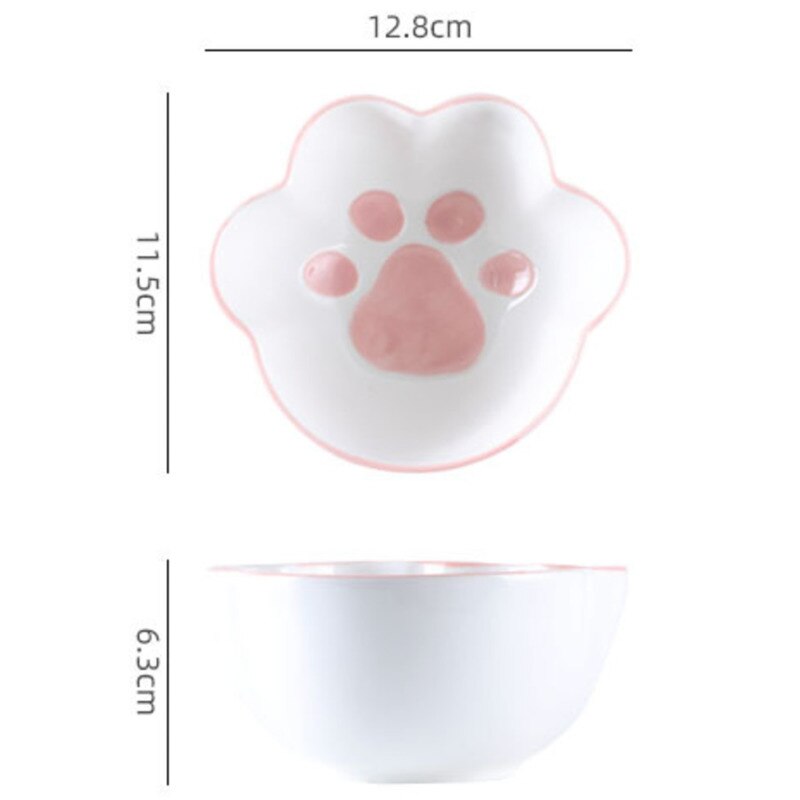 Kawaii Cat Claw Bowls Cartoon Ceramic Bowl Breakfast Dishes Home Cute Cat Dog Paw Western Food Salad Plate: 5inch bowl Pink