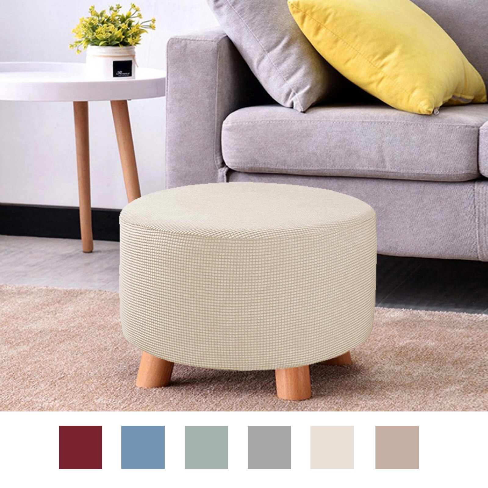 Ottoman Slipcovers Round Ottoman Footstool Cover Removable Machine Washable