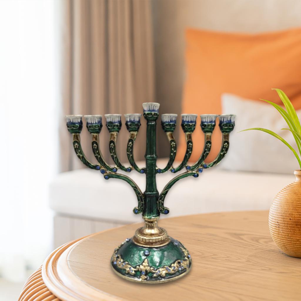 Metal Candleholder Candelabras 9 Branch Enamel Menorah Candlestick for Taper Candles