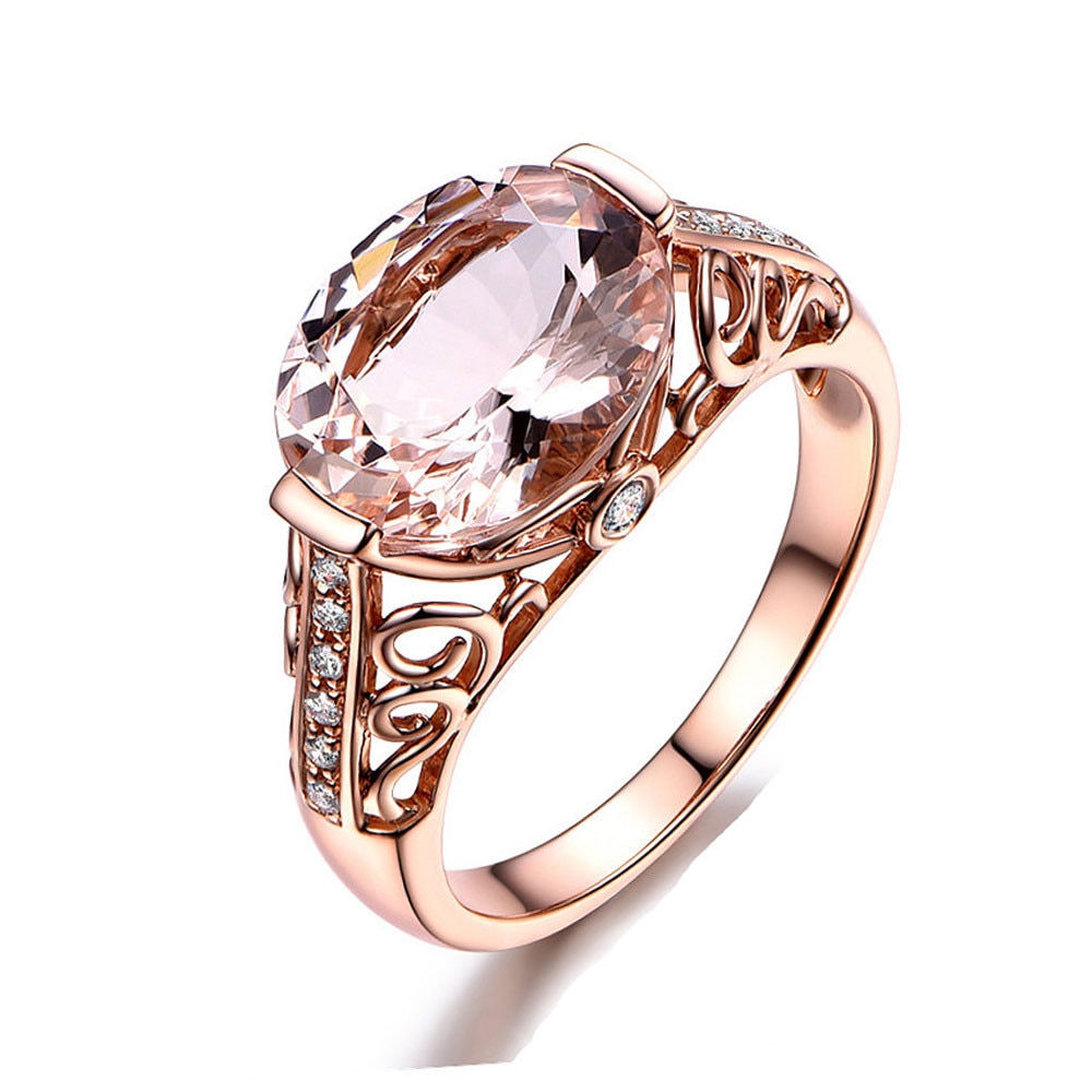 Rose Gold Cubic Zirconia Stone Wedding Rings For Women Engagement Rings Jewelry Bijoux Bague Femme