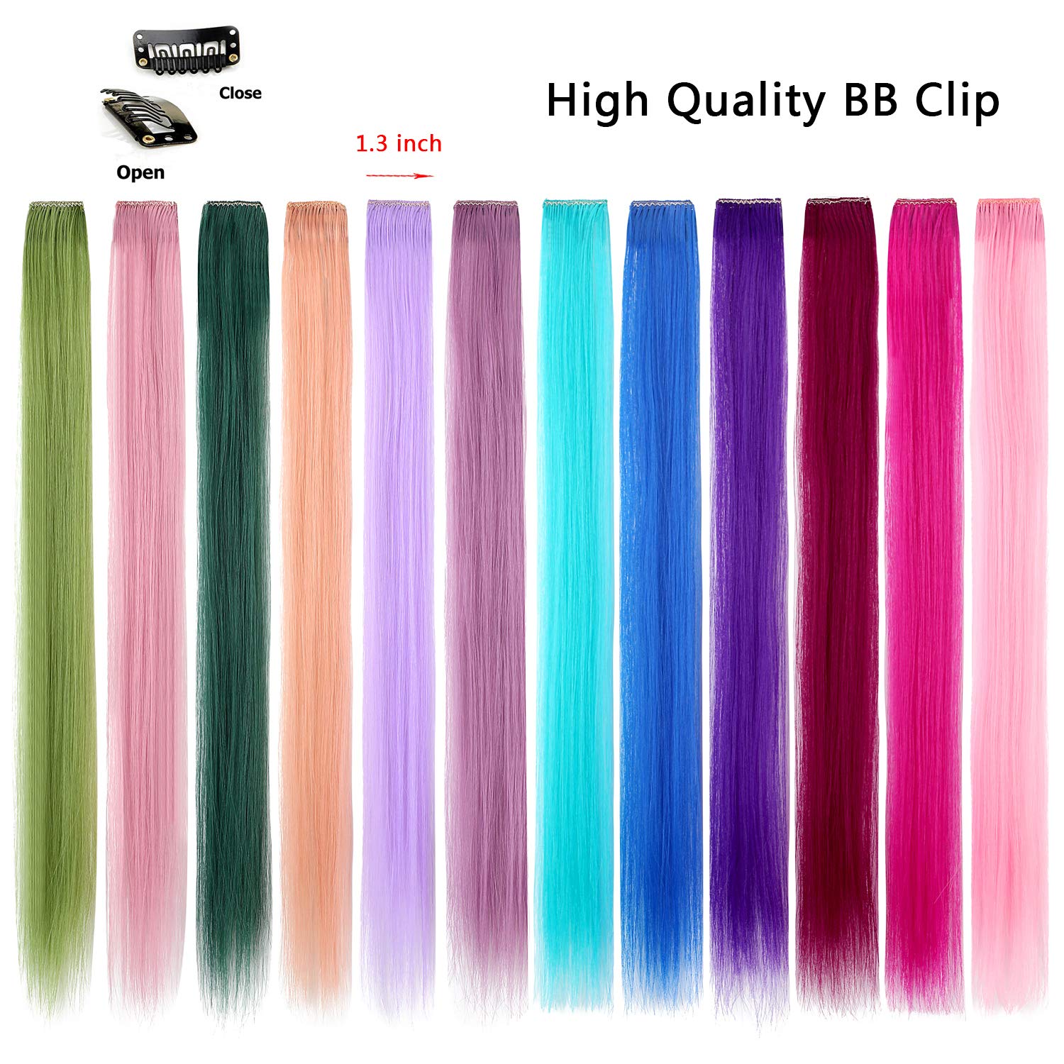 XBwig-extensiones de cabello sintético para mujer, Clip puro en tiras de una pieza, 12 ",
