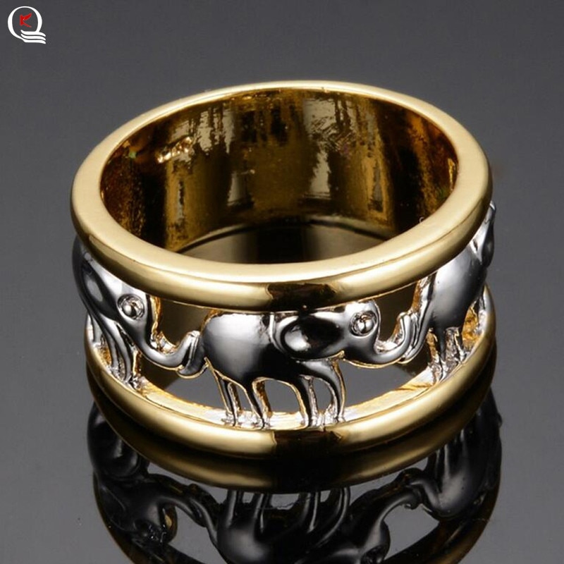 Anillo Punk de acero inoxidable para hombre, anillo de dedo de elefante chapado en oro y plata, joyería para de boda, Bisutería