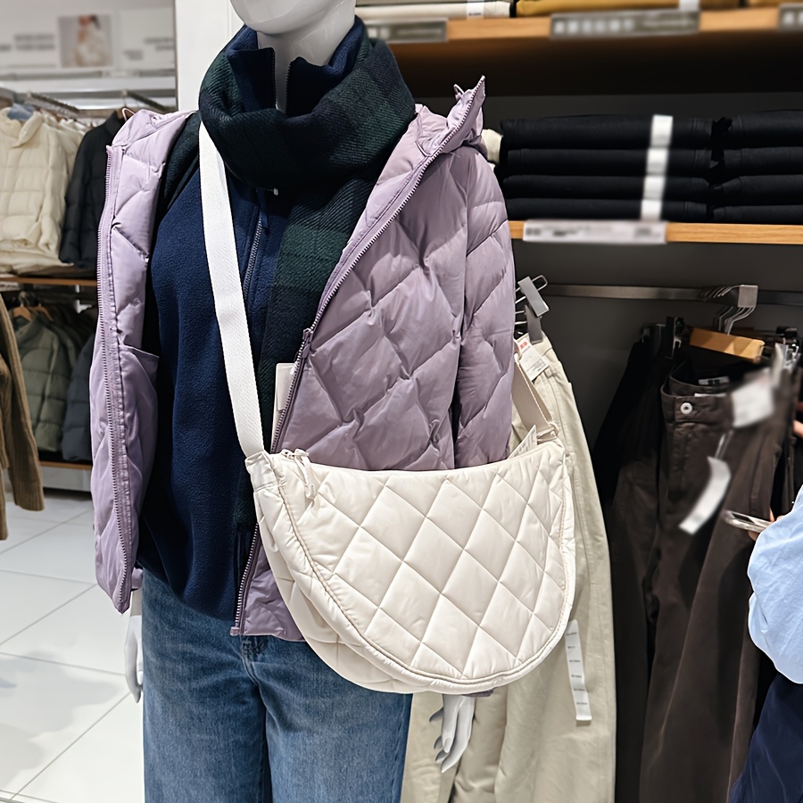 Bolso de hombro acolchado informal para mujer, bandolera acolchada de algodón acolchado, bolsa nube de burbujas de Color sólido