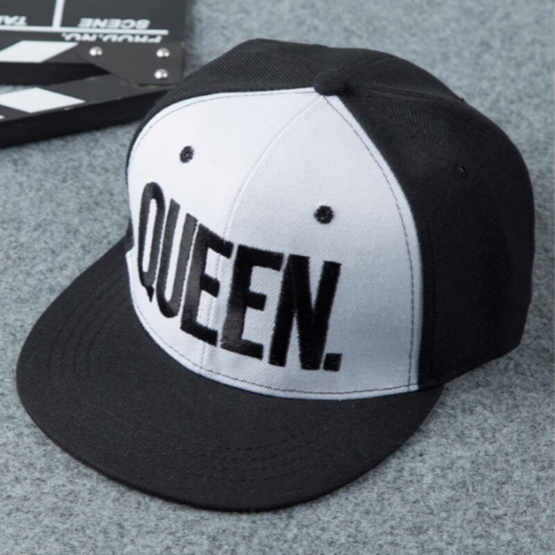 Casquette Hip-Hop roi reine | Casquette ajustable en coton avec lettres, broderie à bord plat, casquette de Baseball pour femmes et hommes, Streetwear, chapeaux Snapback: QUEEN patchwork