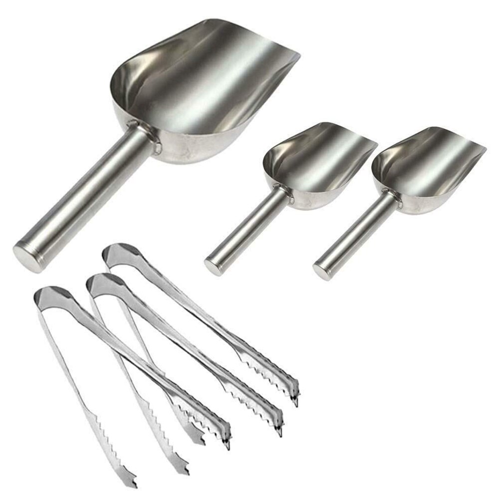 Stainless Steel Buffets Tongs Ice Scoop Set BBQ Ice Sugar Scoops Buffet Ice Tongs BBQ Party Kitchen Cooking Tools