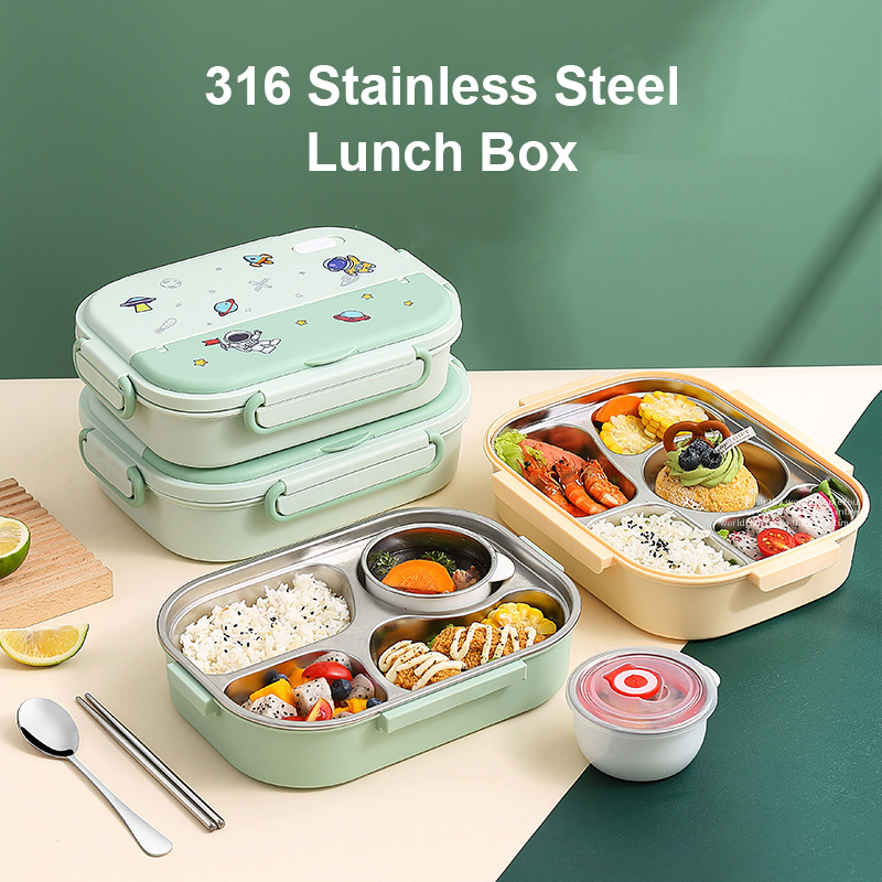 PizzAthome 316 Stainless Steel Lunch Box Food Grade Bento Box for Kids Adult Stackable 2 Layer Containers Leakproof Lunch Box