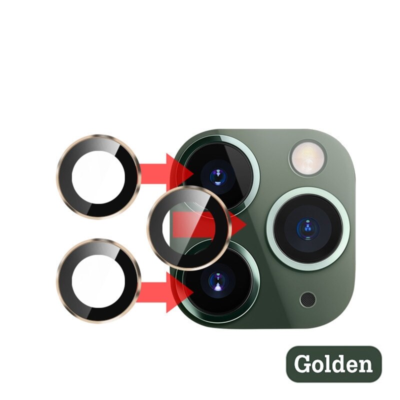 Câmera traseira protetor de tela de vidro + anel de lente de metal para-iphone 12/11 pro max câmera tela protctor para-iphone 12/11 caso: 4NB403243-GD-2