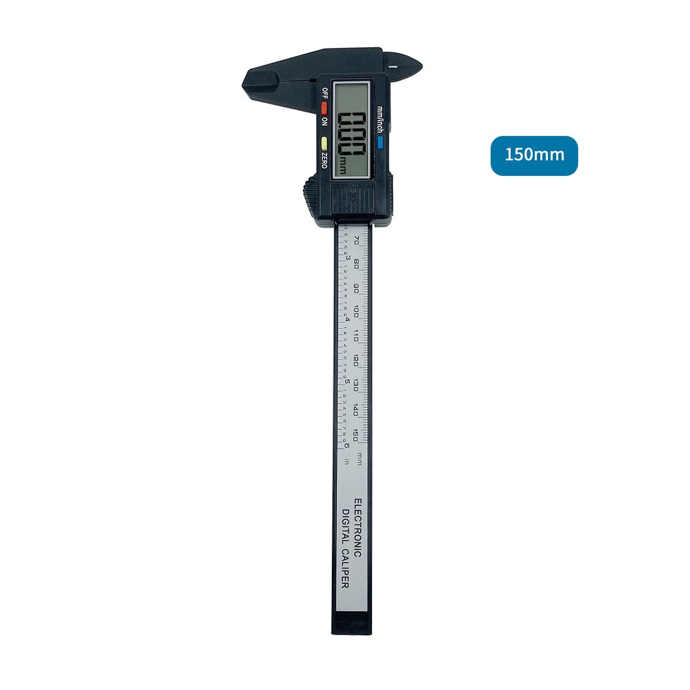 100mm 150mm elektronické digitálne posuvné meradlo 6 palcové uhlíkové vlákno posuvné meradlo mikrometer merací nástroj digitálne pravítko: Čierna 150mm