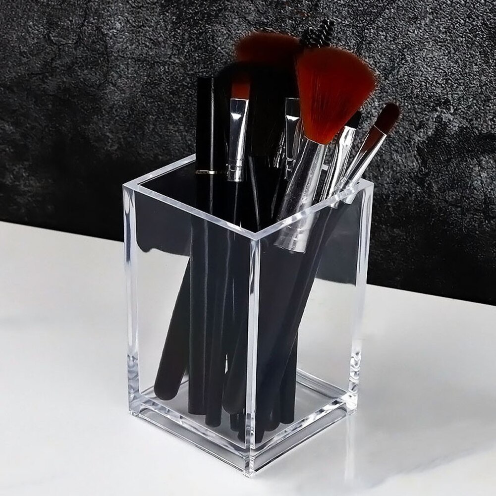Opbevaring makeup makeup børstepotte med børster opbevaring akryl makeup organizer til kosmetik holder skrivebord kosmetik opbevaring