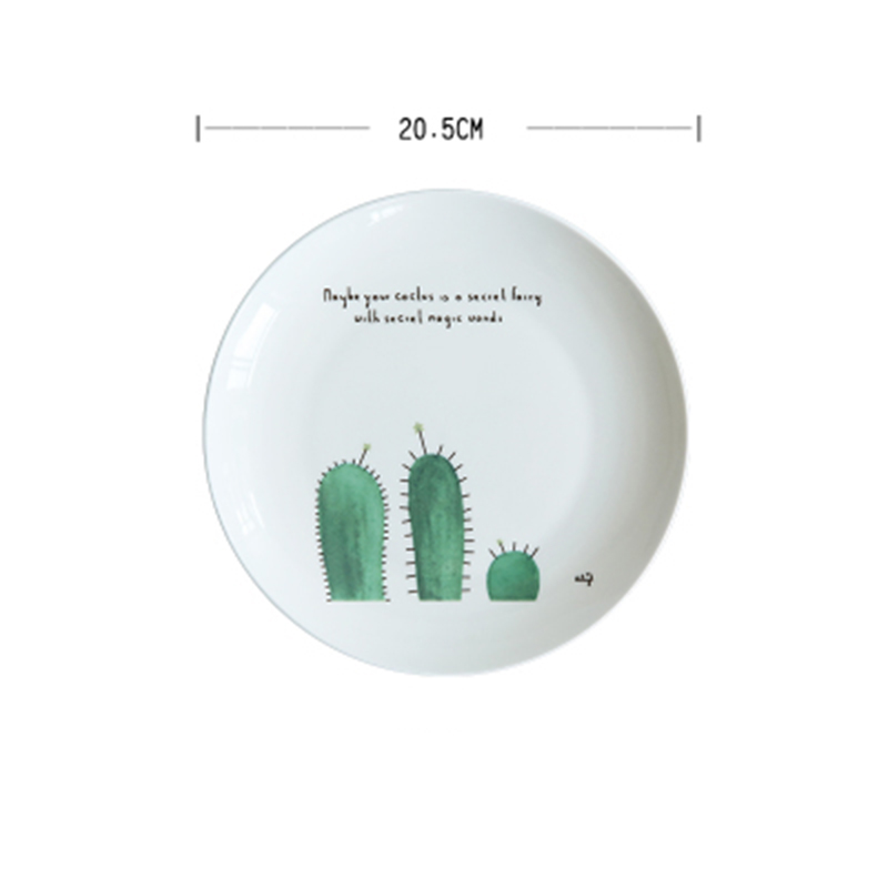 Cactus Styles 8 inch Ceramic Domestic Plate Kitchen Tableware Cake Dessert Fruit Snack Breakfast Steak Dinner Dish Dishes: 8 inch-Style 1