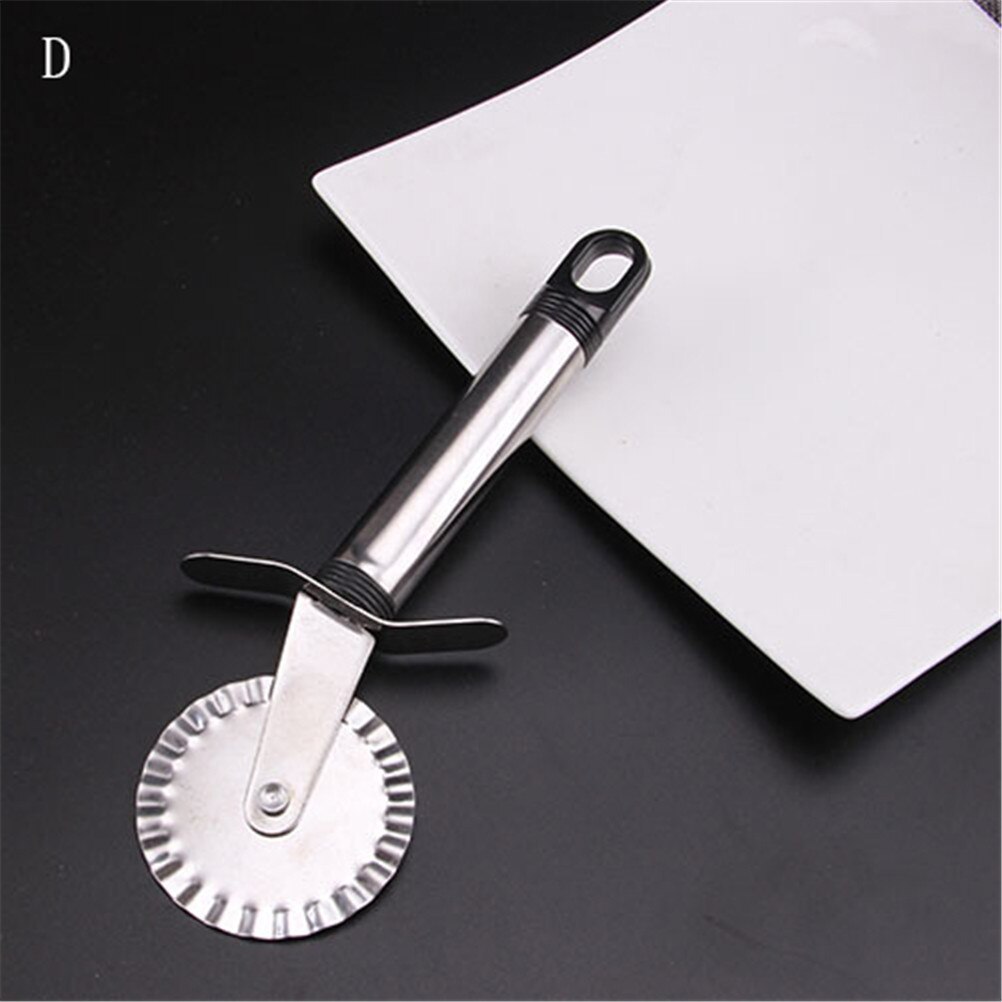 Keuken Pizza Tool 4 Patronen Pizza Cutter Rvs Dubbele Roller Pizza Mes Cutter Gebak Pasta Deeg Crimper: D