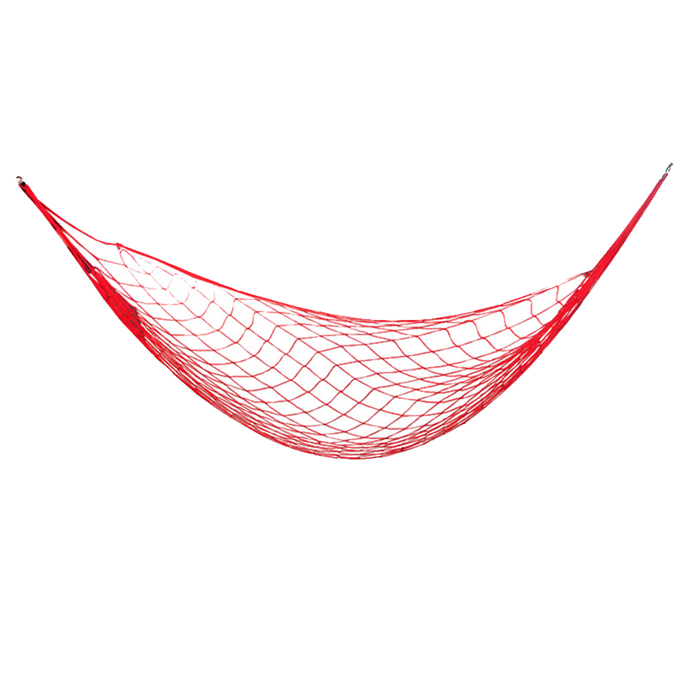 Hangmat van gaasachtig nylon touw, buitenkampeerhangmat, tuinschommelhangmat, kampeerhangstoel (rood + touw): B