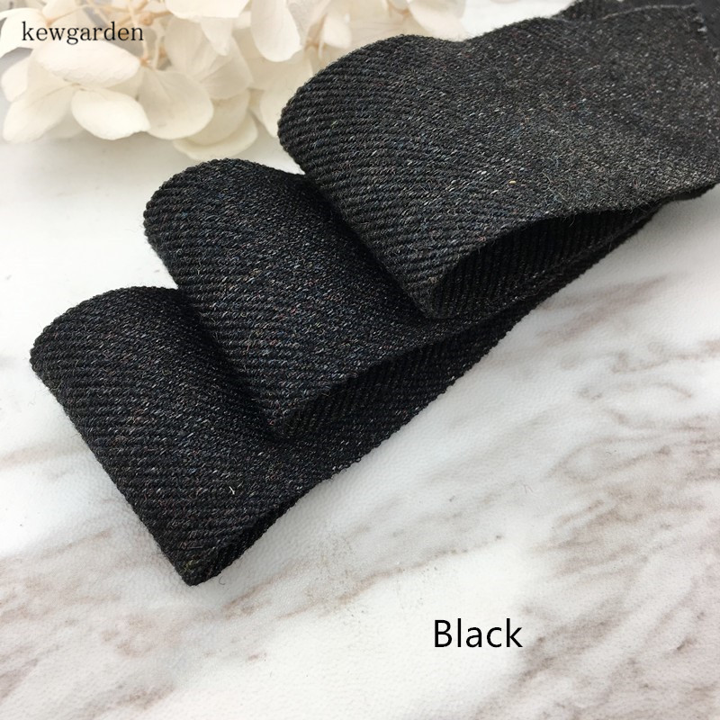 Kewgarden 40mm 4cm tjocka mjuka ylletyg satinband handgjorda tejp diy pilbåge band plagg tillbehör packning riband 4m: Svart