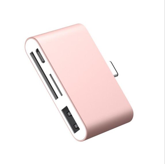 Mini USB C Hub, SD TF Card Reader, Aluminum USB C Adapter Smart OTG Reader for Laptop Tablet Smartphone: rose gold