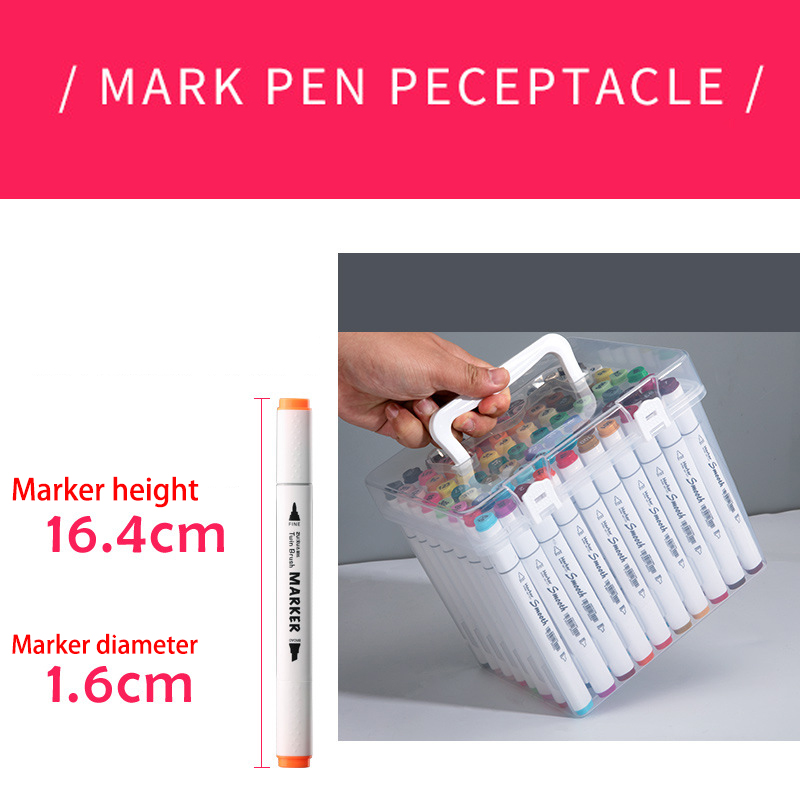 Estuche de plástico transparente para rotuladores, caja organizadora de almacenamiento para marcadores de bocetos de pintura, se adapta a rotuladores de hasta 18mm