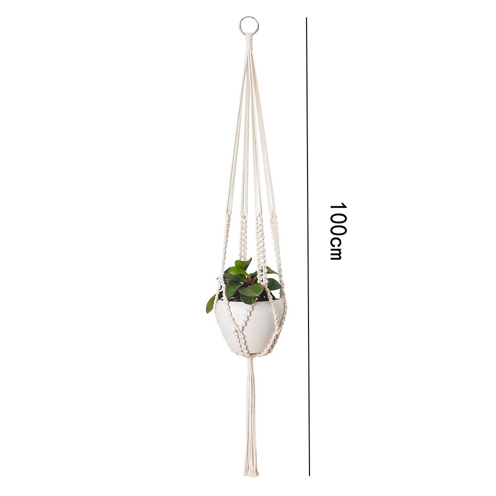 Macrame planteophæng kurve urtepotteholder balkon vægophæng plantekasse indretning knyttet løftereb hjem havetilbehør: Jeg