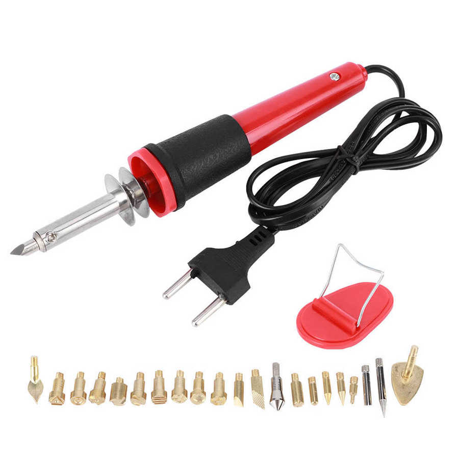 Electric Soldering Iron Set Wood Burning Pen Engraving Carving Pyrography Tool 30W: AC230 EU Plug
