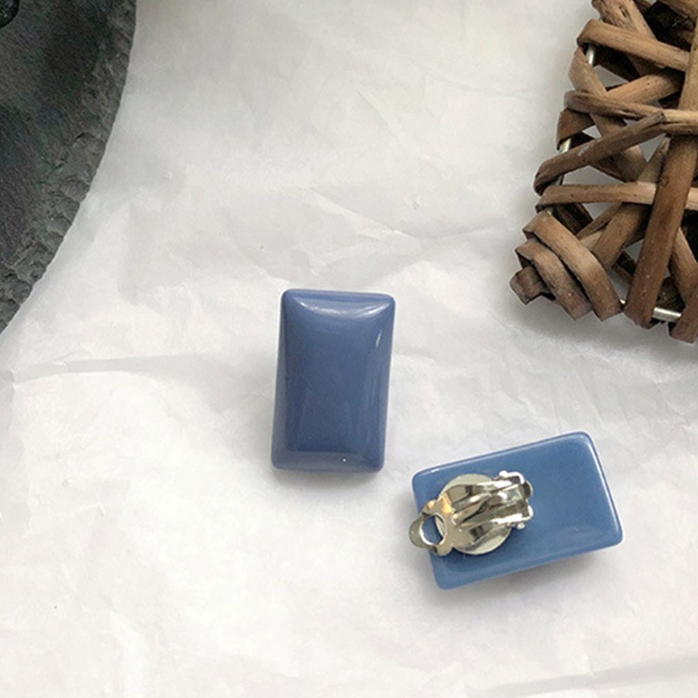 Geometrische Ohr Clip Auf Ohrringe Für Frauen Nicht Durchbohrt Schmuck Einfache Gelb Blau Harz Manschette Ohrring Aretes: Farbe 3