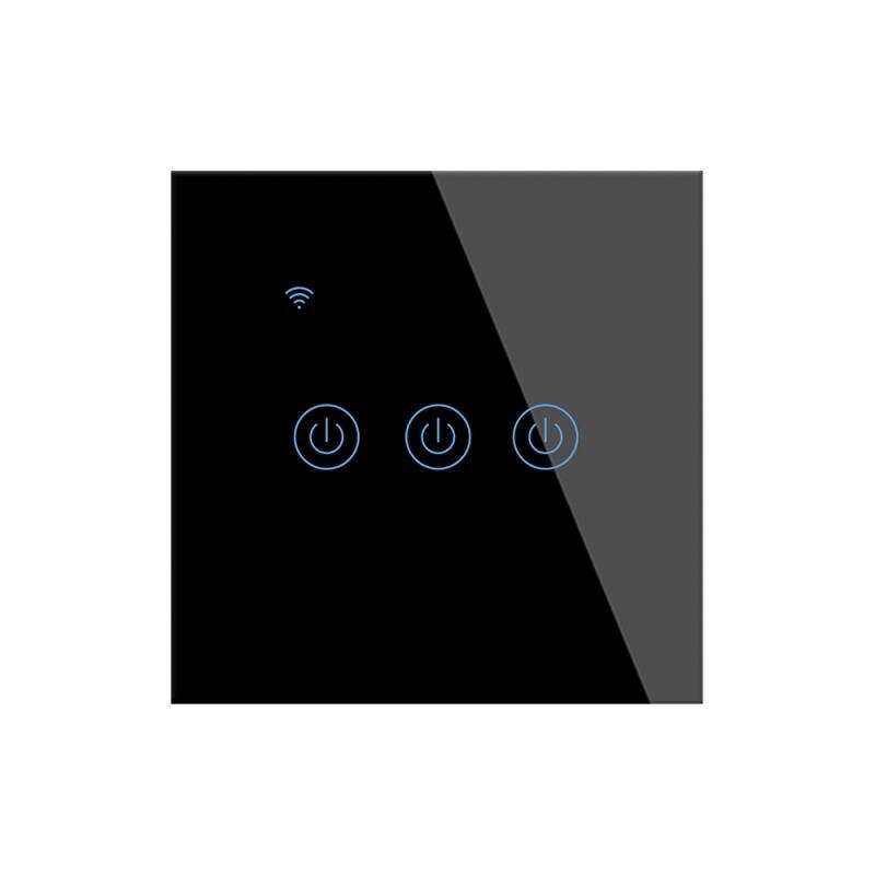 Home Wall Smart Wireless Panel Used with Zigbee Gateway APP Control 1/2/3 Gang EWelink WiFi Smat Switch EU Standard: 3 Open  Black