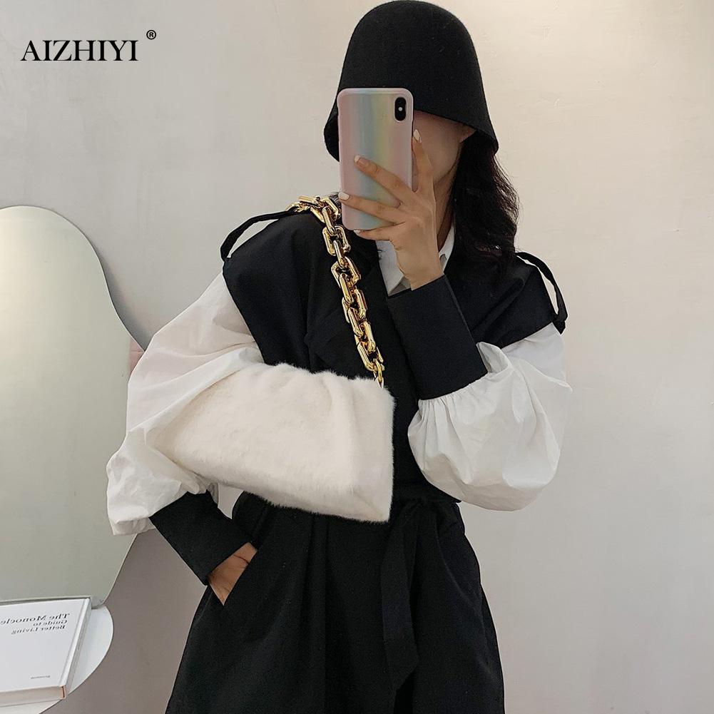 Bolso de mano para mujer, de nube, de felpa, suave, informal, con cadena gruesa, para mujer, bolso de hombro de viaje, bolsos con asa superior