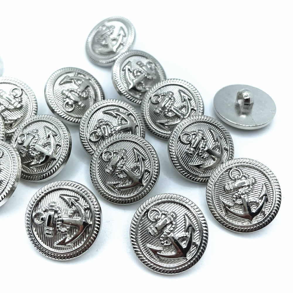 20Pcs 20Mm Vintage Anker Kleding Naaien Knoppen Zilveren Jasje Knoppen Mode Shirt Knoppen: silver