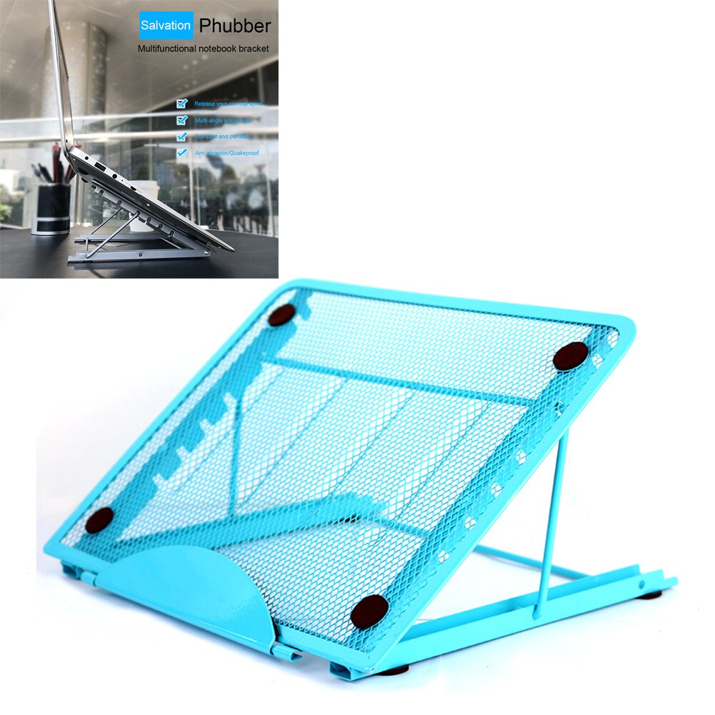 Draagbare Vouwen Cooling Mesh Beugel Desktop Kantoor Tablet Pad Lezen Stand Laptop Stand Non Slip Houder Mount Ondersteuning: blue