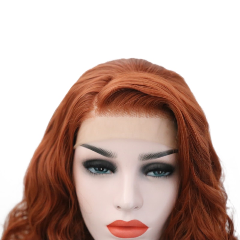 VREUGDE & BEAUTY 14 inch Kort Krullend Hittebestendige Haar Oranje Hand Gebonden Dagelijkse Make-Up Synthetische Kant Voor vrouwen Party Pruiken